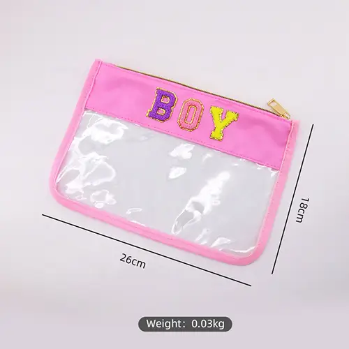 Large Capacity Portable Clear Pvc Cosmetic Bag Zipper Canvas Makeup Pouch